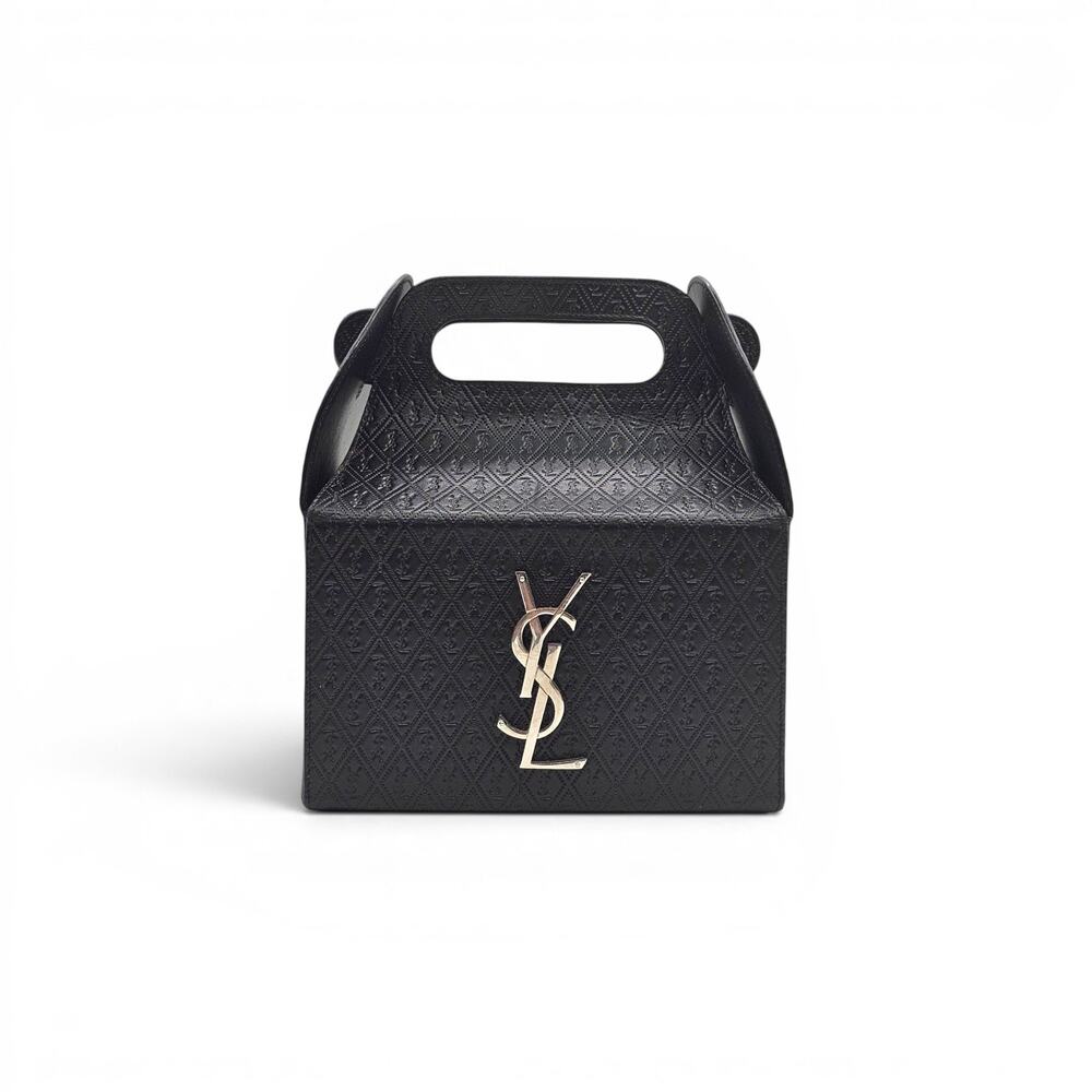 Saint Laurent Take Away Box Bag Black Embossed Leather SHW - Preowned